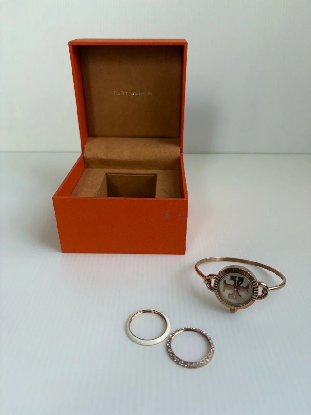 Tory Burch The Miller Rose Gold Stainless Steel Bangle Bracelet Watch TBW6015
